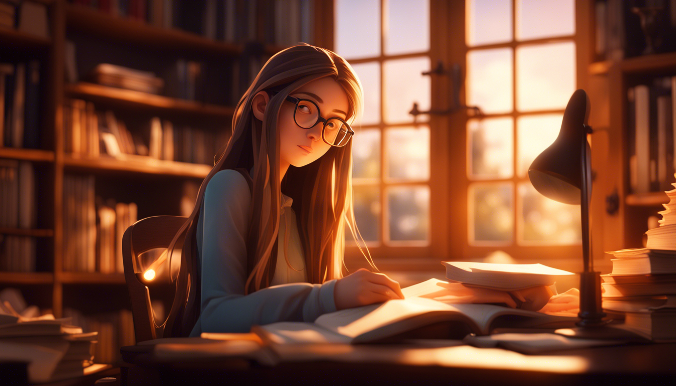 Anime Girl Studying Wallpaper