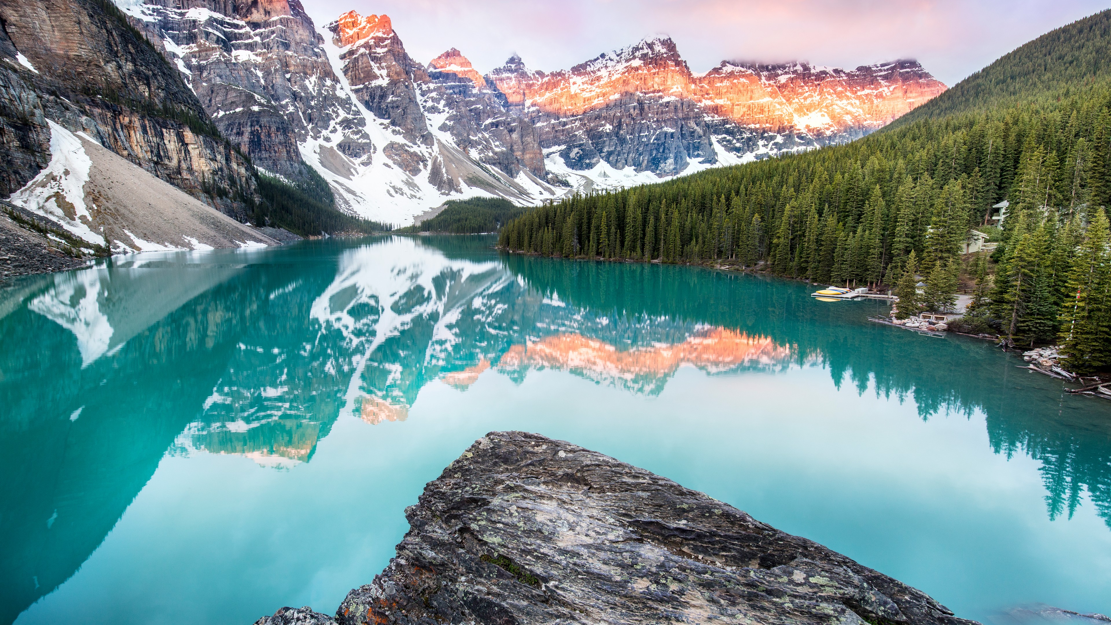 Wallpaper Moraine Lake Banff Canada Mountains Forest 4k