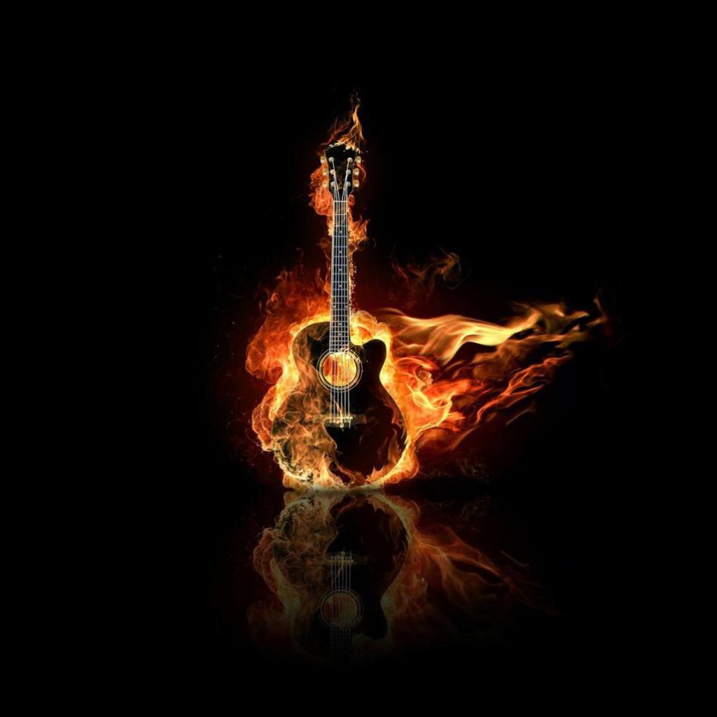 Guitar On Fire iPad Wallpaper