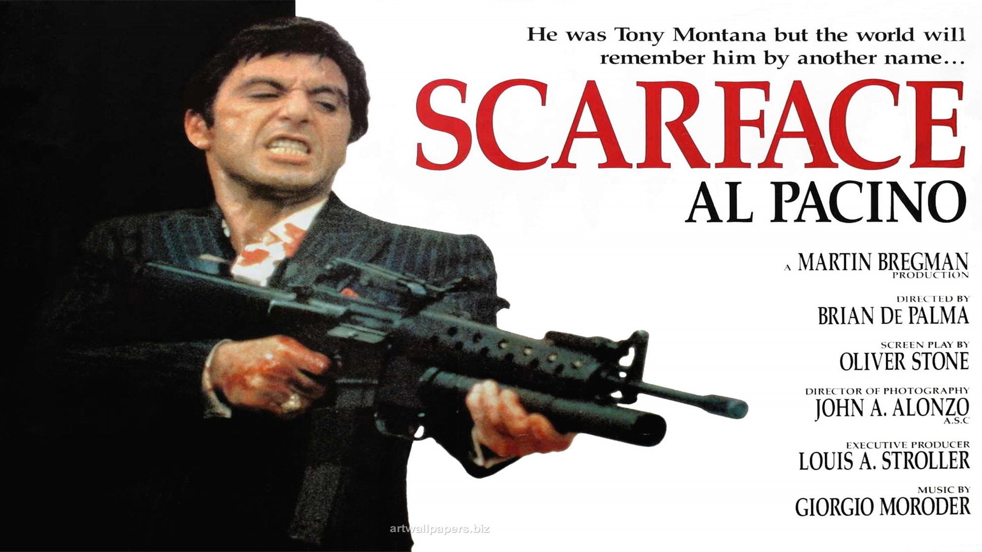 Scarface Crime Drama Movie Film Poster Weapon Gun Dark