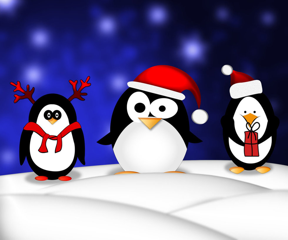 Penguins Christmas Wallpaper by filipzedek on