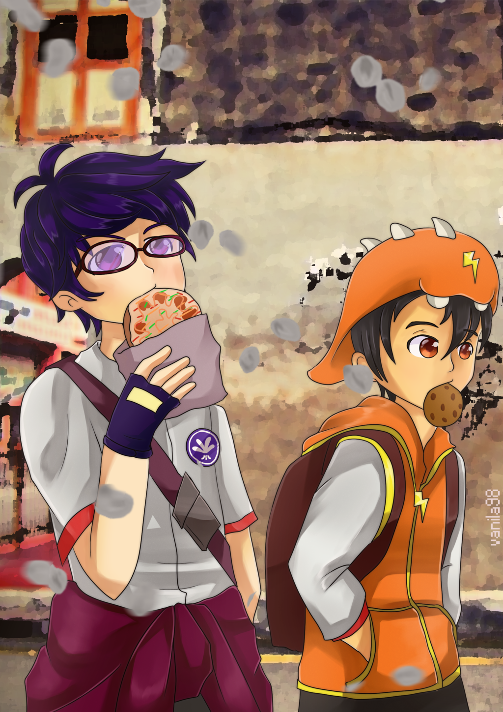 Boboiboy and Fang at street by Fia V98 on