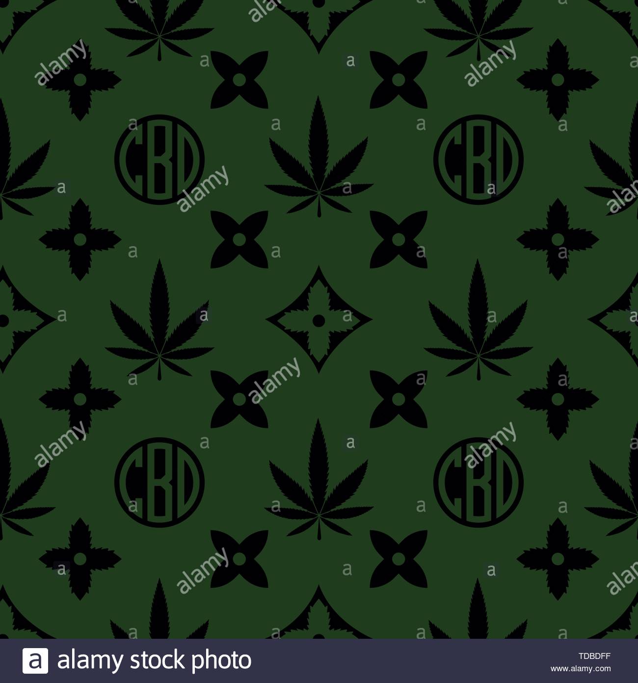 Marijuana Seamless Pattern Dark Green Weed Vector Wallpaper