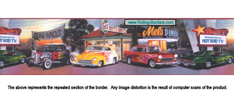 Pictured Isthe Mel S Diner Hot Rods Wallpaper Border Design That