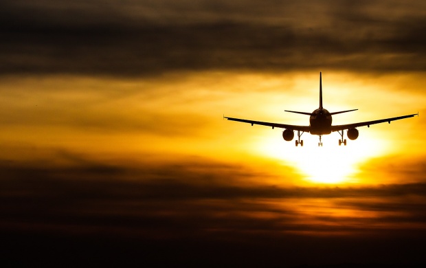 Sunset Passenger Plane Wallpaper