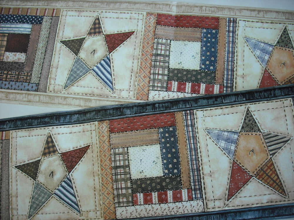 Quilts Patch Work Stars Sewing Laundry Room Wallpaper Border