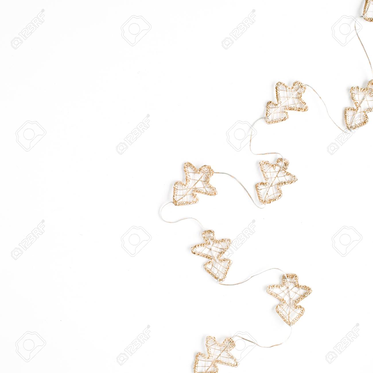 Christmas Decoration With Tinsel Wallpaper Flat Lay