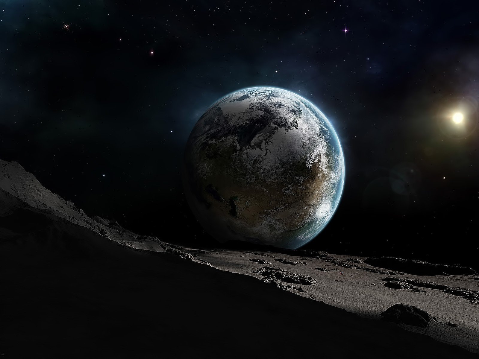 A breathtaking view of Earth from the Moon's surface, showcasing the vastness of outer space