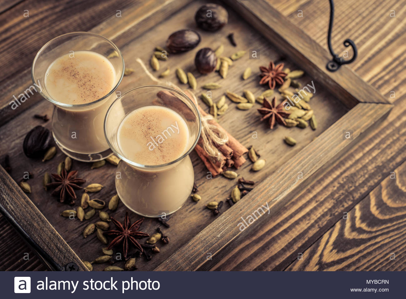 Traditional Indian Drink Masala Chai Tea Milk With Spices