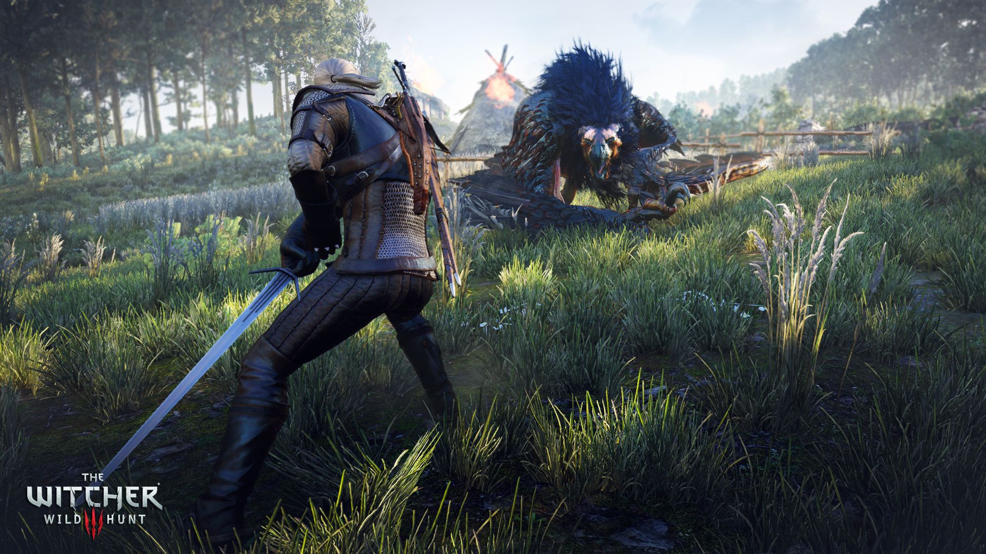 An image displaying Geralt hunting a monster in Witcher 3