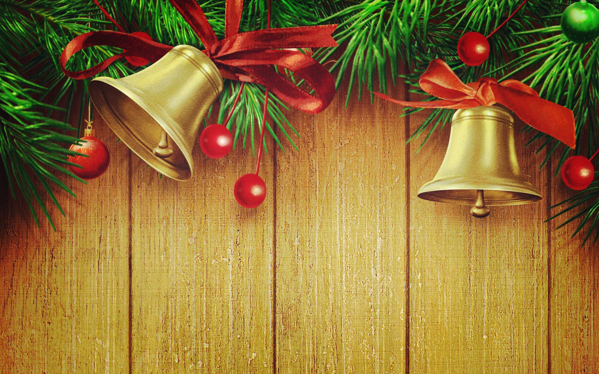 Photo Christmas Bells Background Gold Red Seasonal