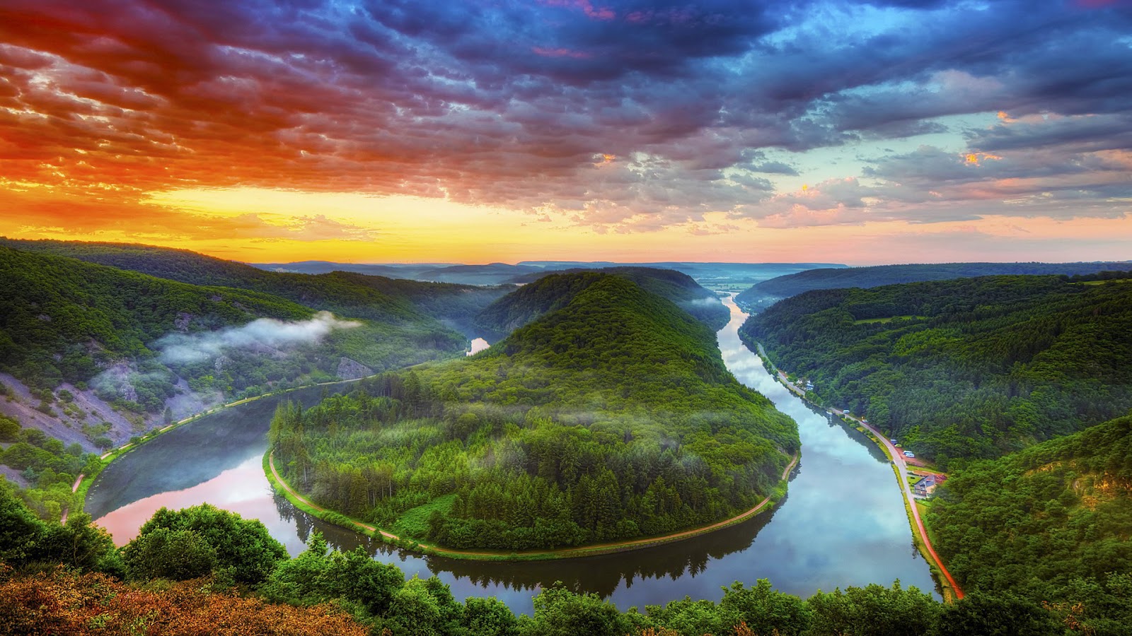 Beautiful Nature Wallpaper HD Green Mountains River Widescreen