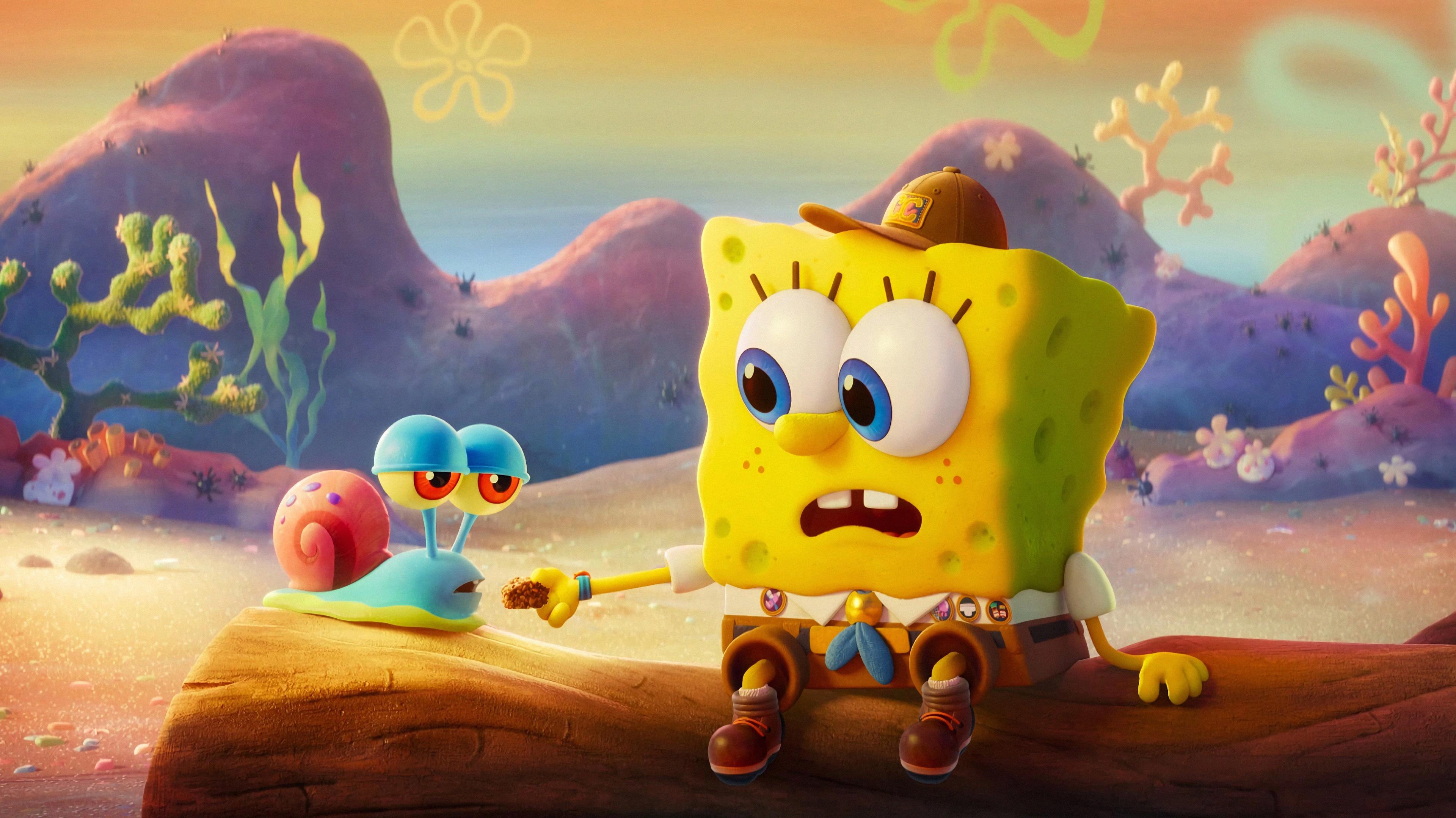 Spongebob And Gary Cute 4k HD Cartoons Wallpaper Image