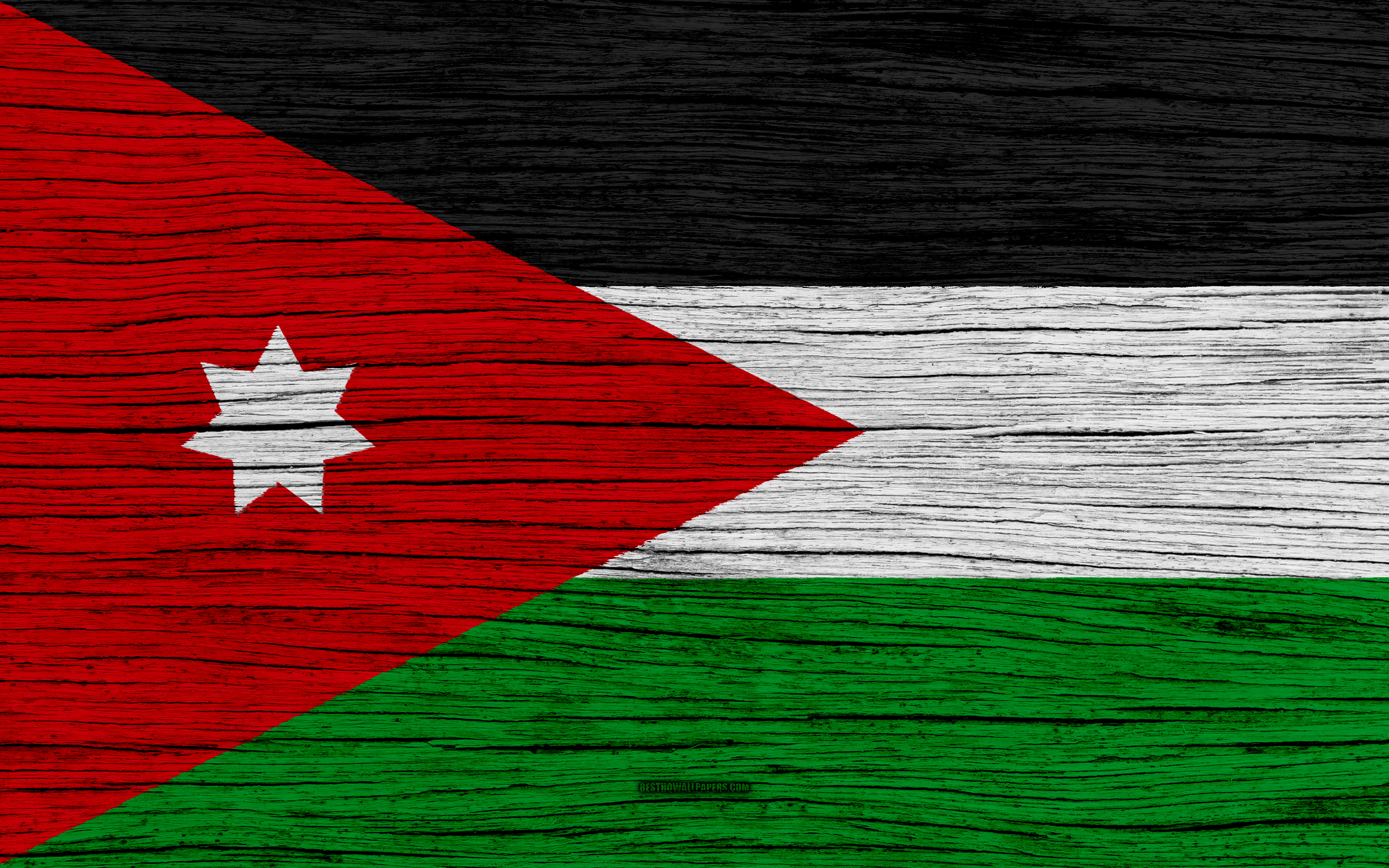 Wallpaper Flag Of Jordan 4k Asia Wooden Texture