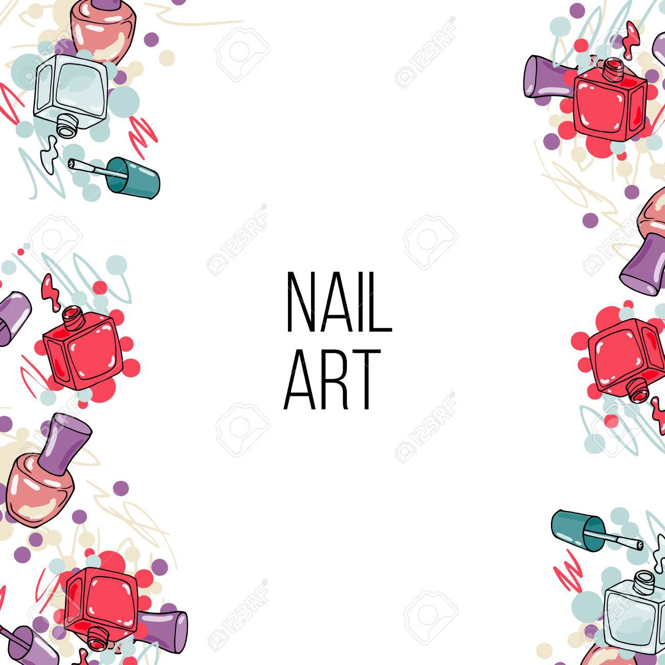 Vector Nail Lacquer Bottles Beauty Background Border And Place