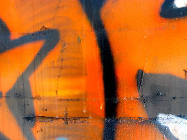 Orange Graffiti Wall Art Contemporary Wallpaper