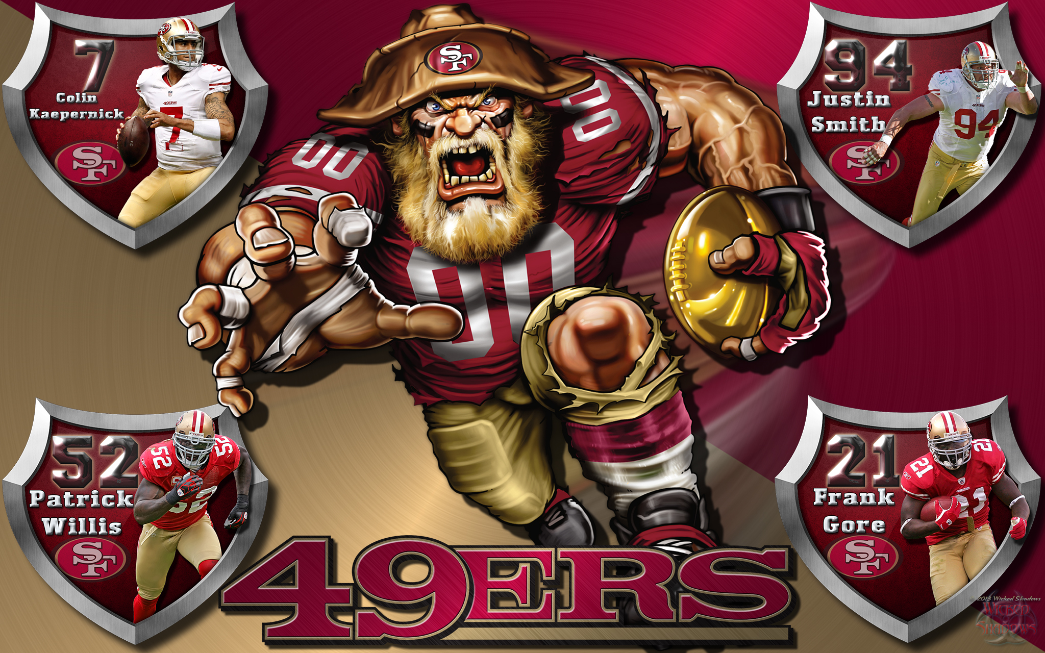 Wallpapers By Wicked Shadows 49ers Crazy Logo Shield Players