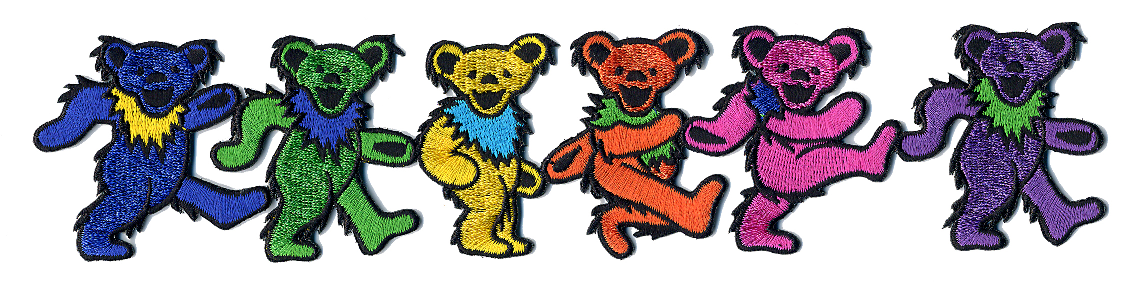 Grateful Dead Rainbow Dancing Bears In Line Patch Gypsy Rose