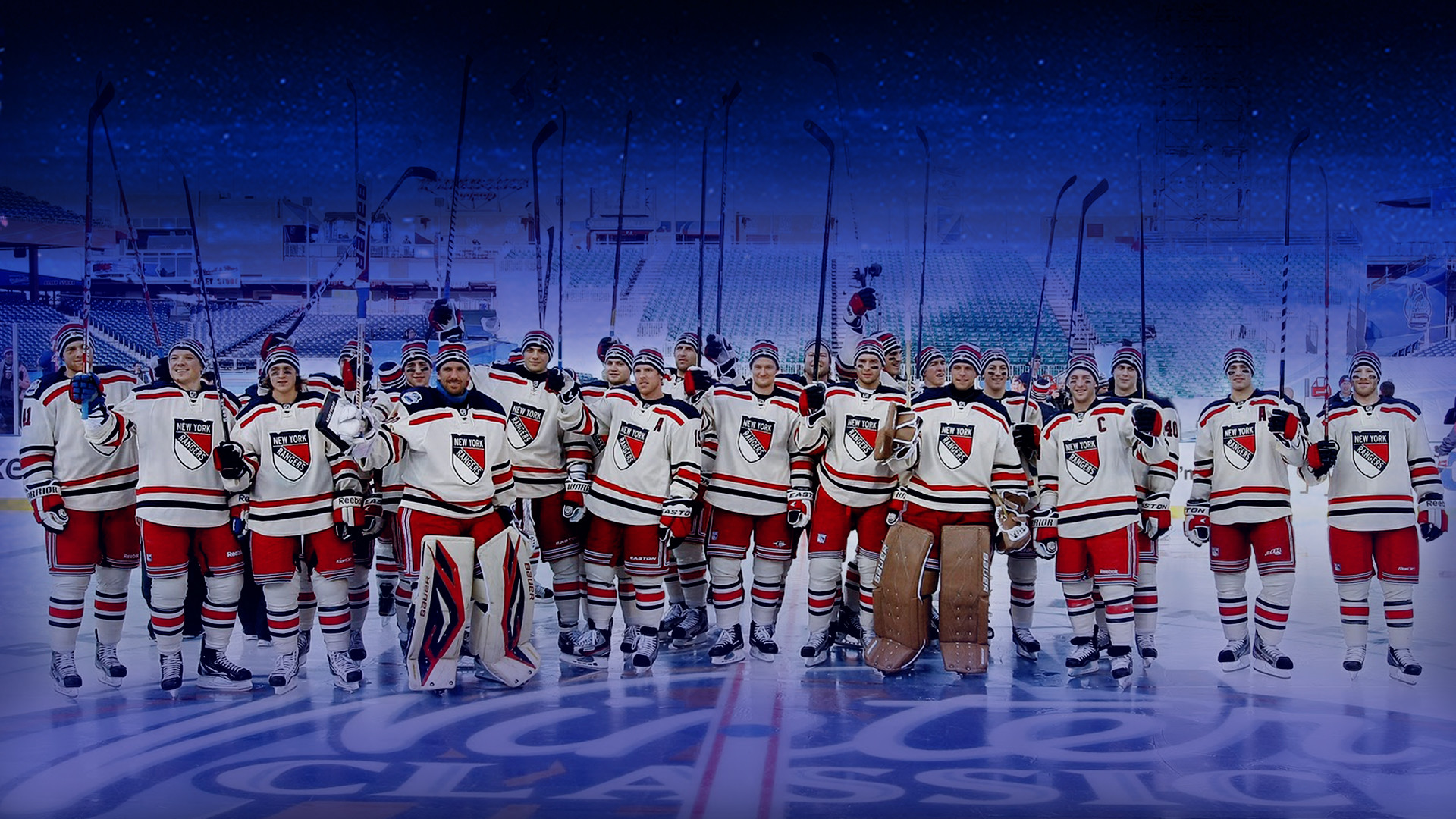 New York Rangers team photo at the Winter Classic