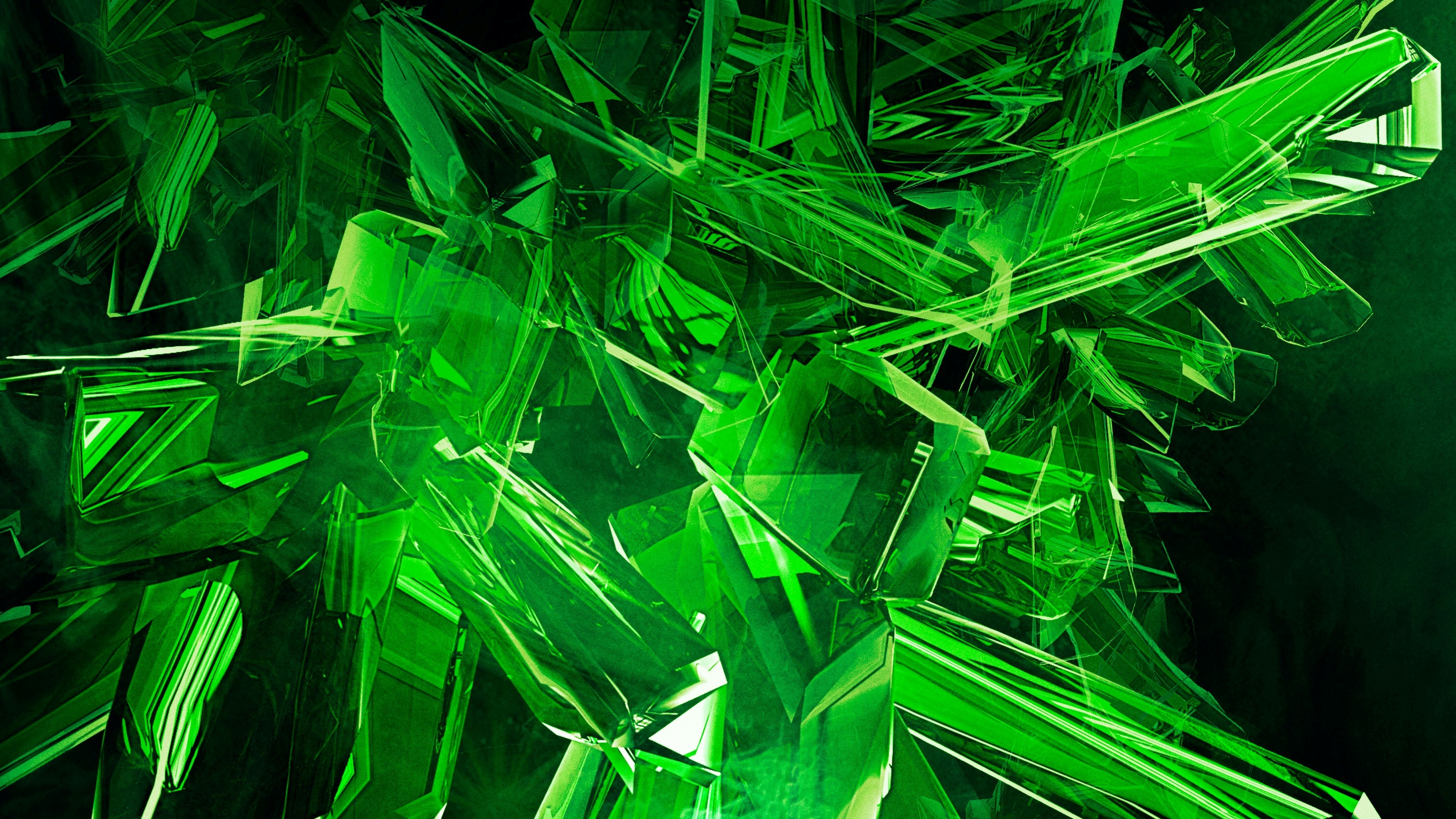 Green 3d Abstract Gems Cool Desktop HD Wallpaper Image