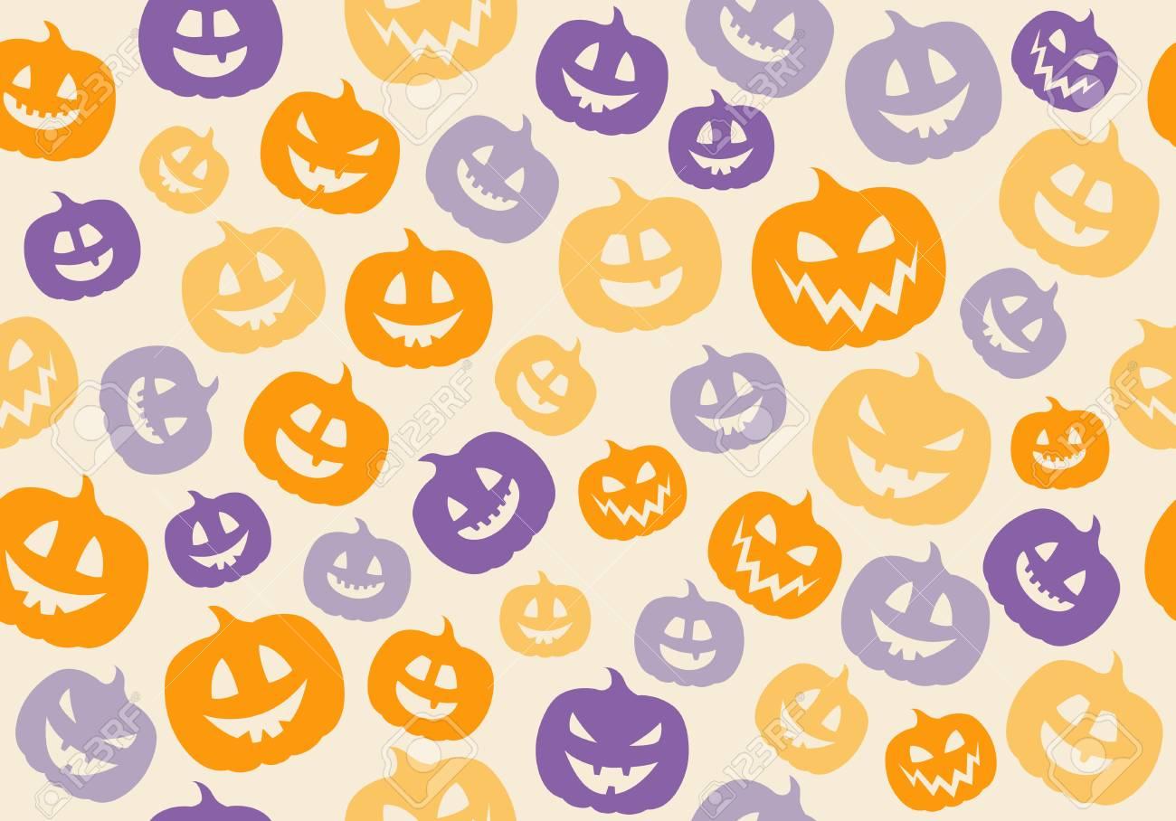 Halloween Wallpaper With Funny Silhouettes Of Pumpkins Vector