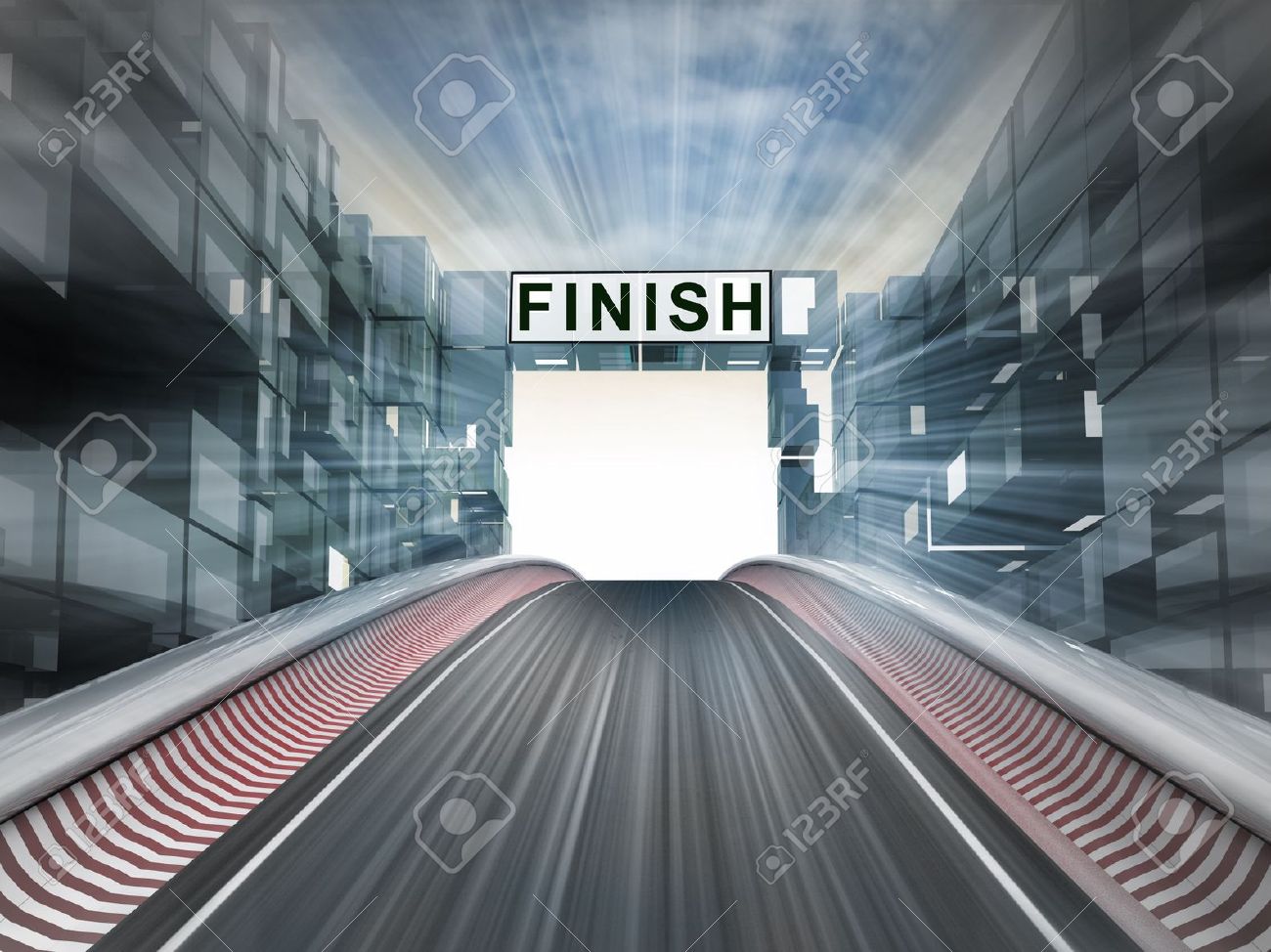 Race Petition Finish Line In City Background Illustration Stock