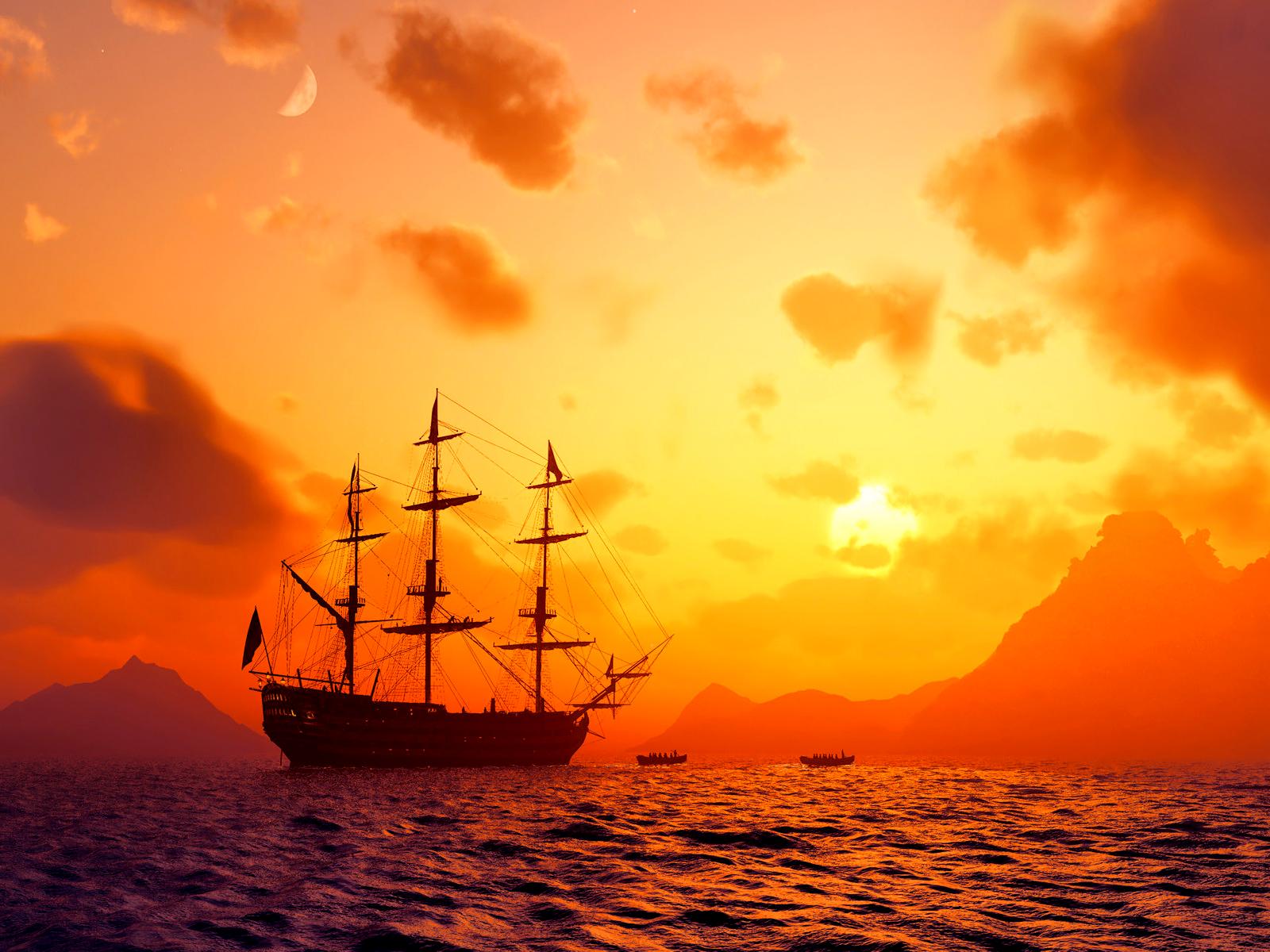 Expedition Party Old Sea Galleon Wallpaper Romney Conservatism