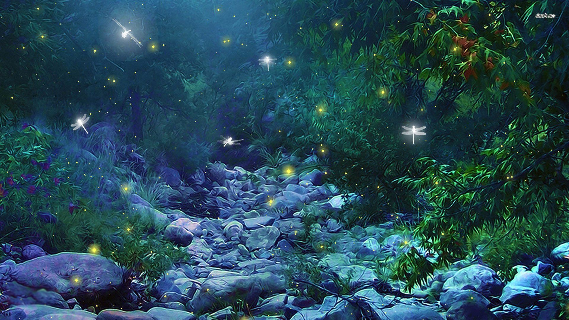 Woods Wallpaper Fireflies In More