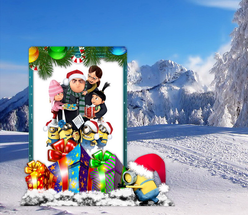 Merry Christmas Minions Wallpaper Photo Frame Minion