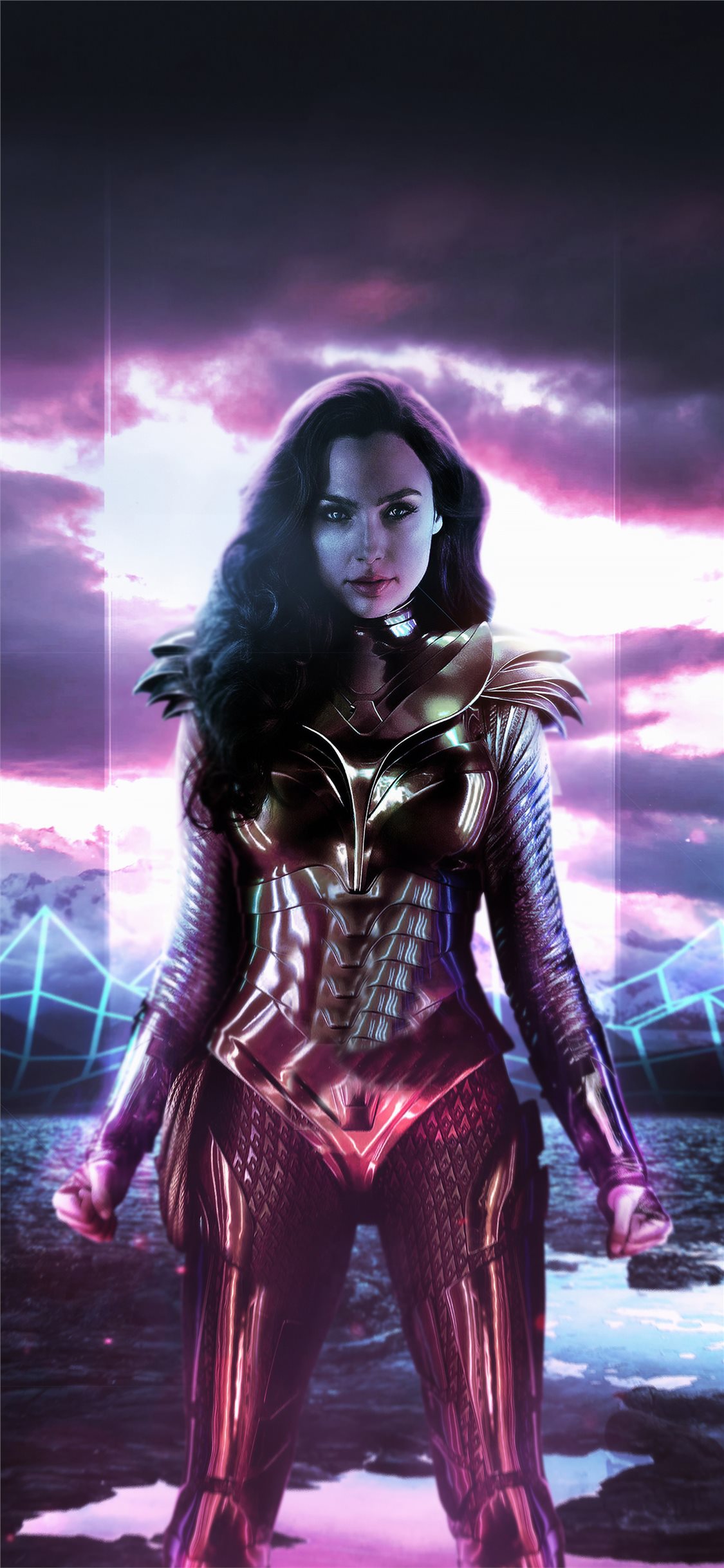 Wonder Woman Movie 4k Neon iPhone X Wallpaper
