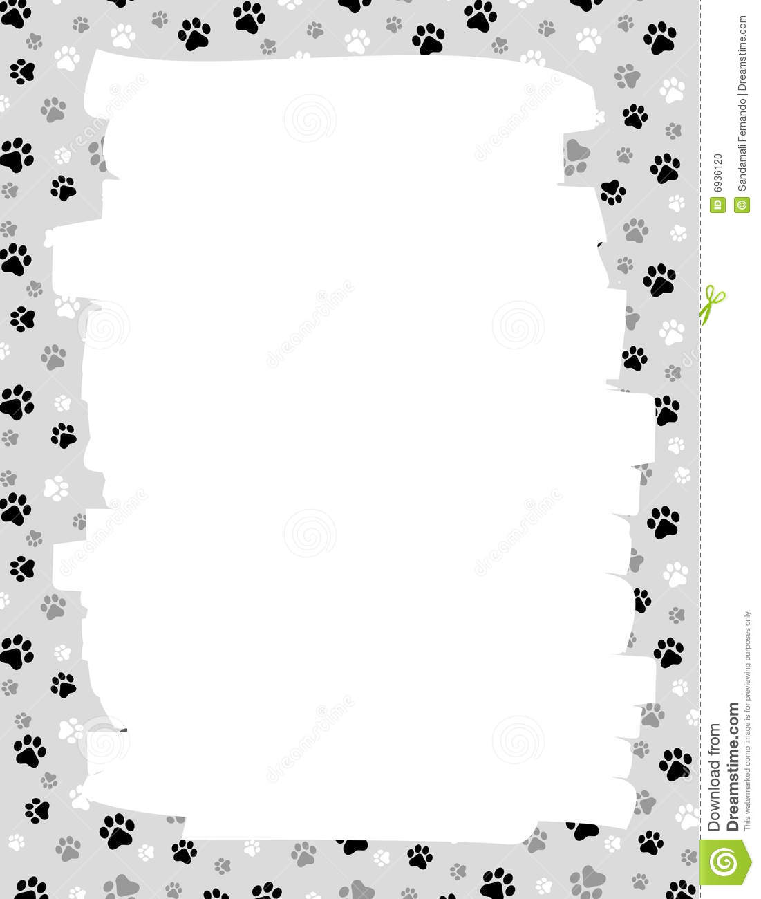 Dog Bone And Paw Border Prints Stock Photo Image