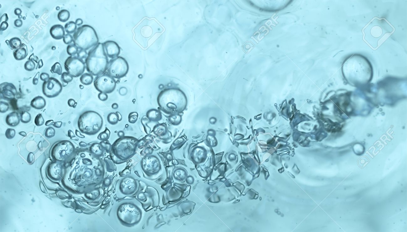 Bubbly Running Water Wallpaper Blue Background With Liquid Bubbles