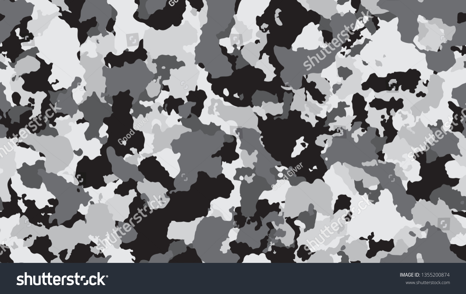 Camouflage Fashion Seamless Pattern Black White Stock Vector