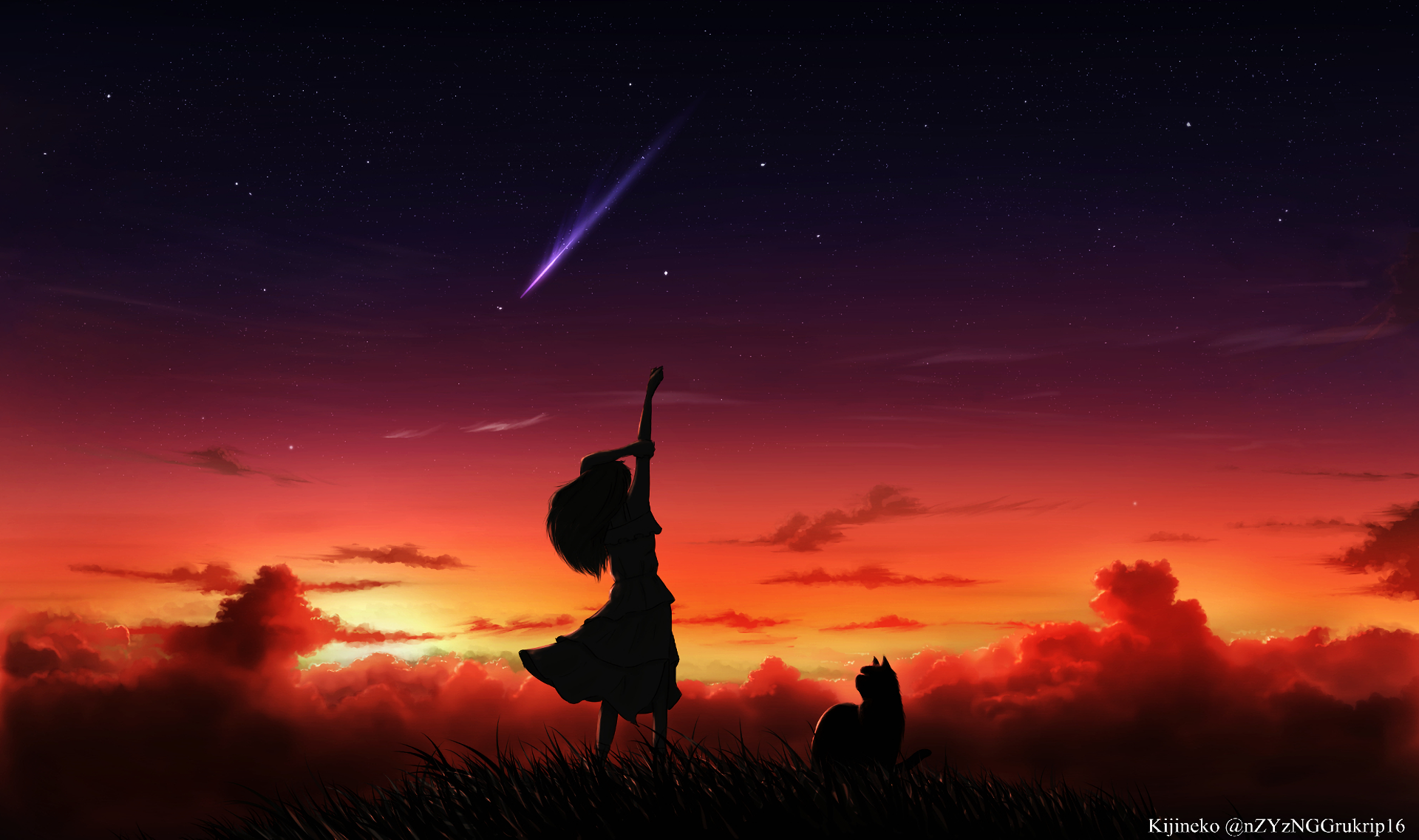 Anime Sunset Sky Wallpaper