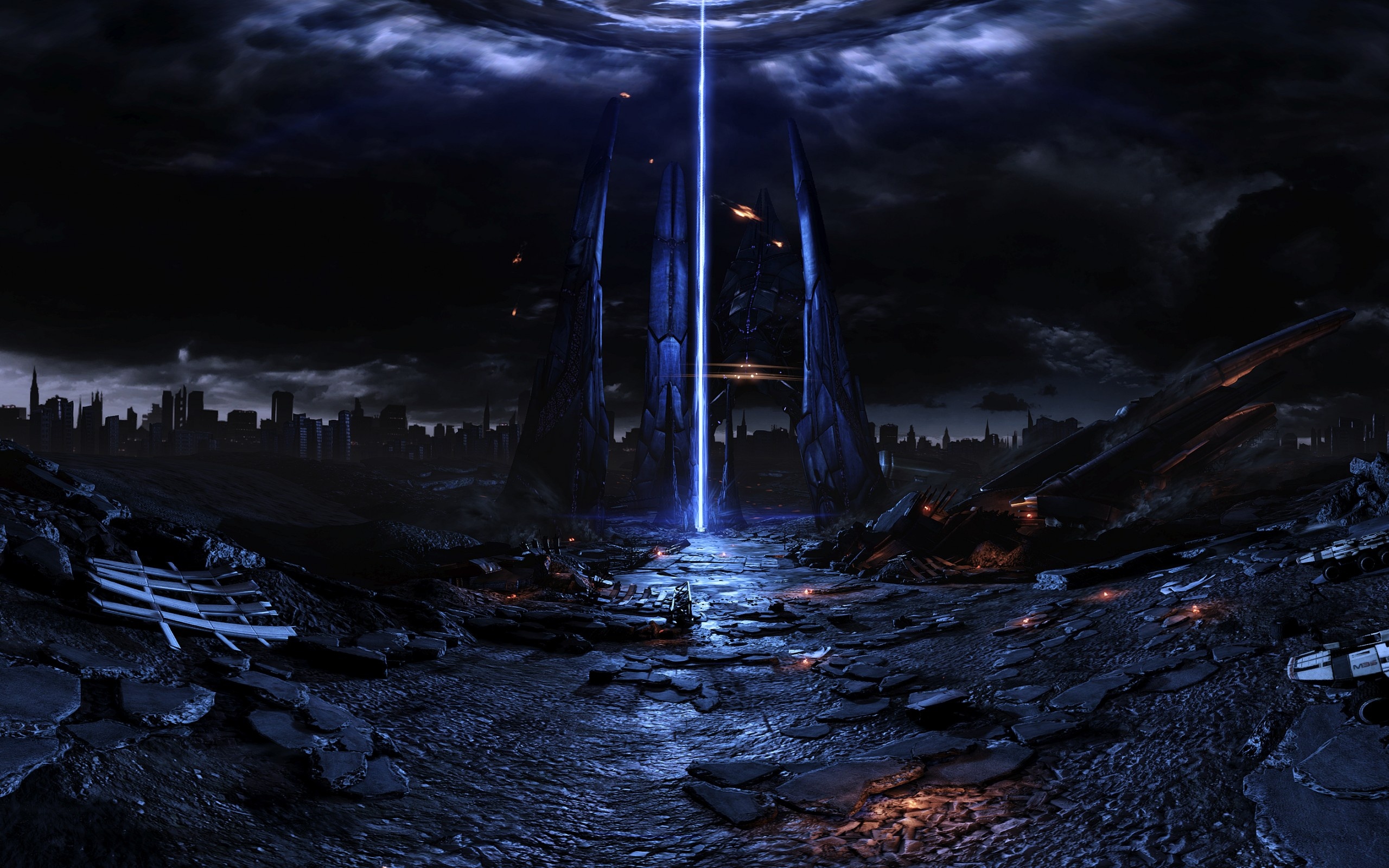 Wallpaper Mass Effect Spaceship Reaper Dark Art