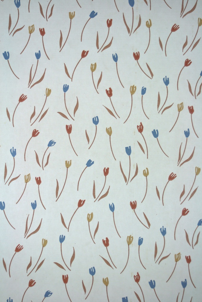 Vintage 50s Wallpaper With Tulip Design Fifties
