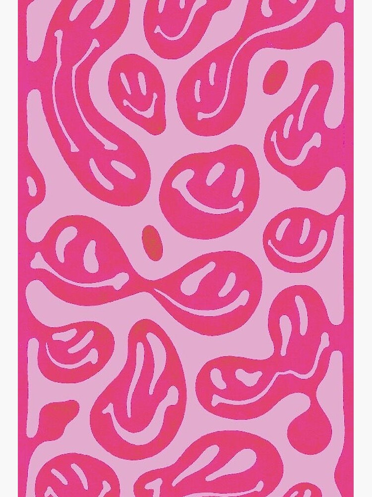 Hot Pink Melted Smiley Face Psychedelic Pattern Art Board Print