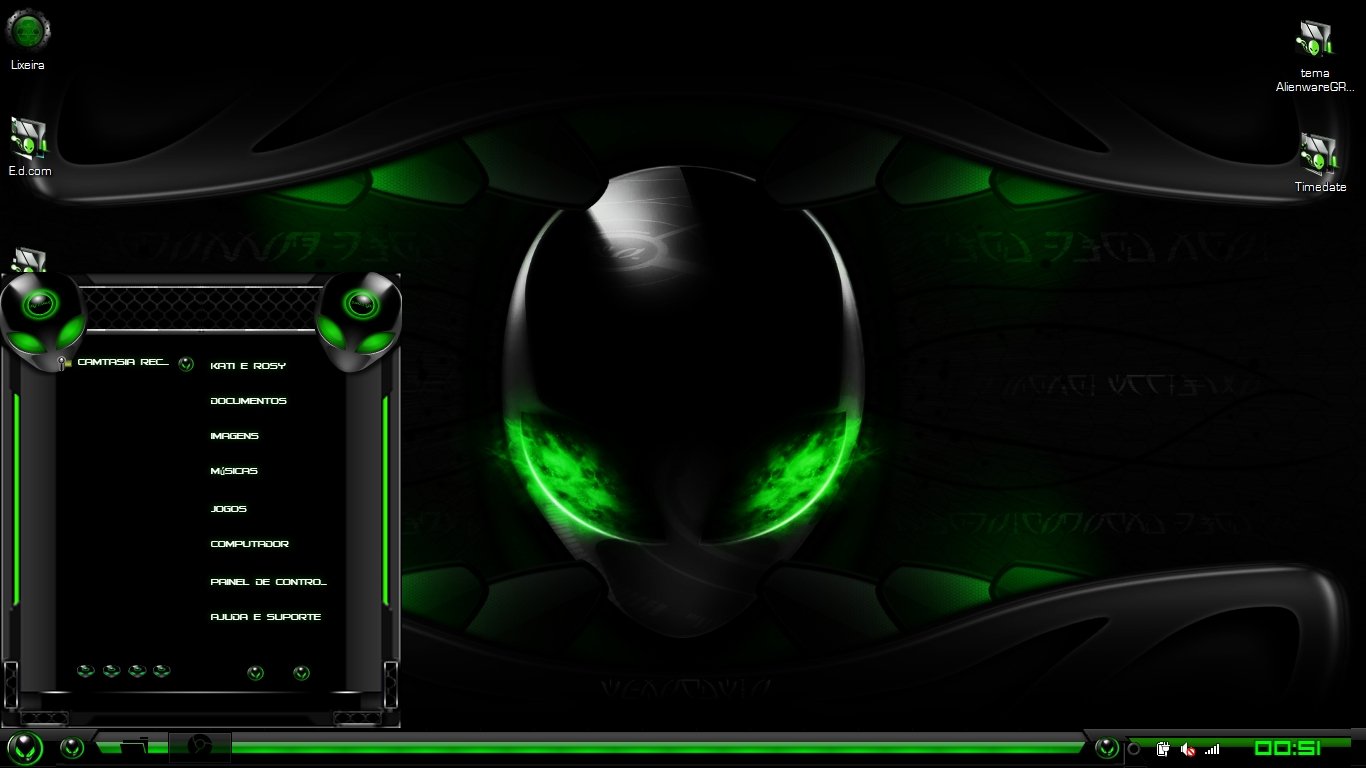 alienware green wallpaper Top windows 7 themes