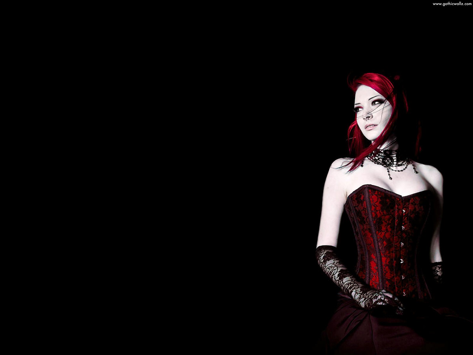 Gothic Girl Wallpaper Red Scary