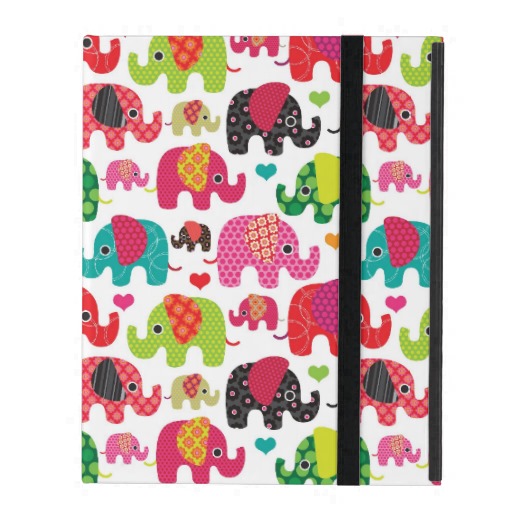 Retro Elephant Kids Pattern Wallpaper iPad Case