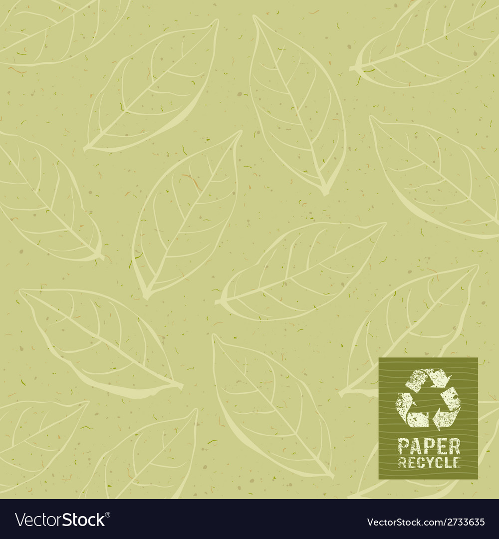 Paper Recycle On Leaf Design Background Royalty Vector