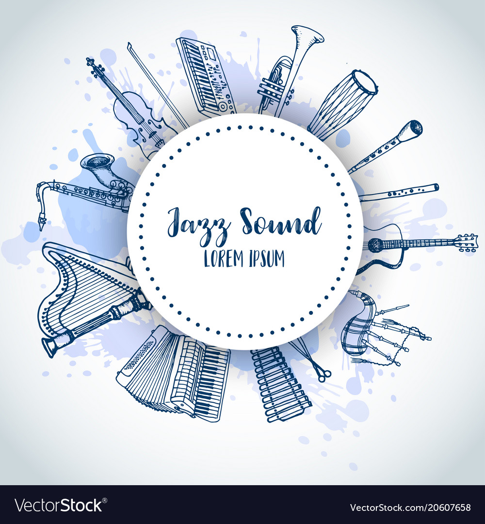Jazz Background Music Instruments Banner Design Vector Image
