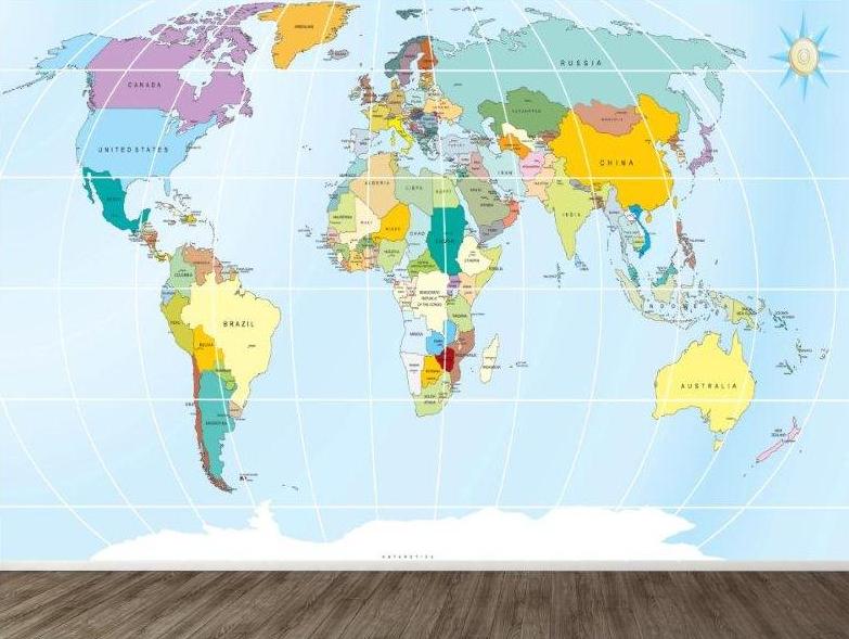 Great World Map Murals Wallpaper Picswallpaper