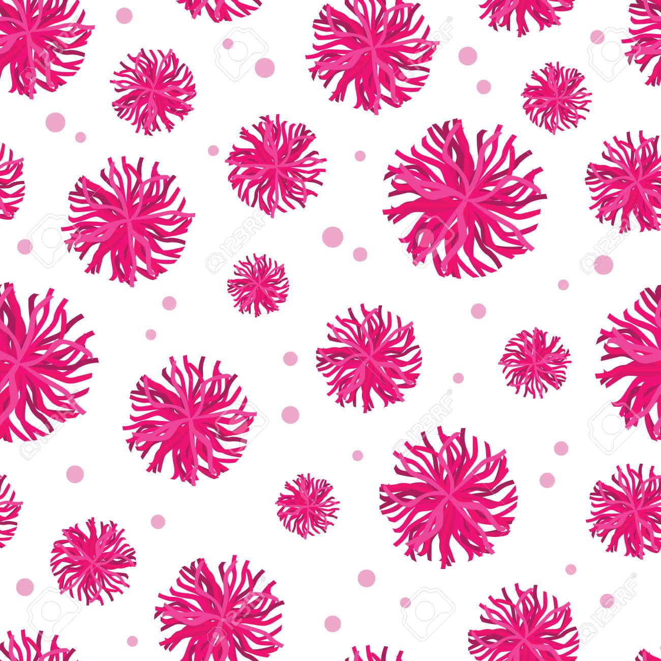 Vector Pink Pompoms Seamless Pattern Background Great For