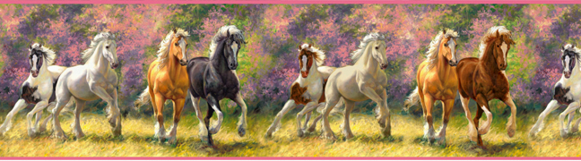 Running Horses Pink Wallpaper Border