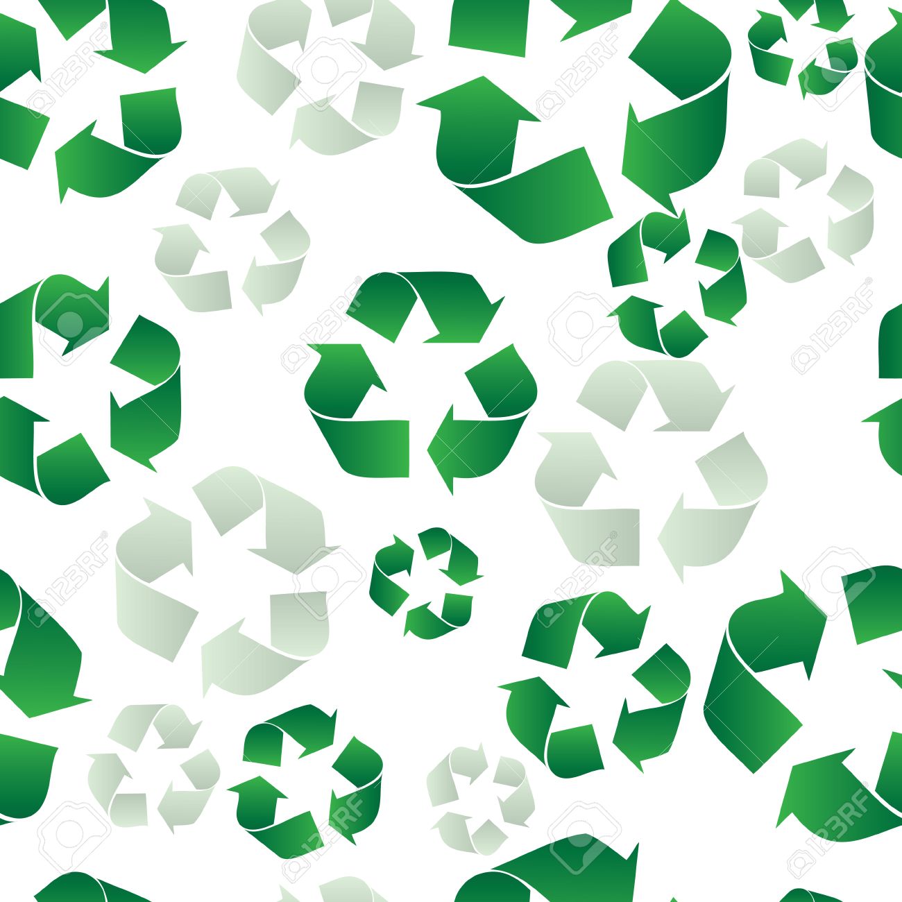 A Seamless Tiled Green Ecology Recycling Background On White