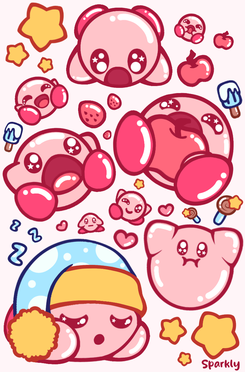 Kirbies And Kirby Wallpaper Done In Ibispaint R