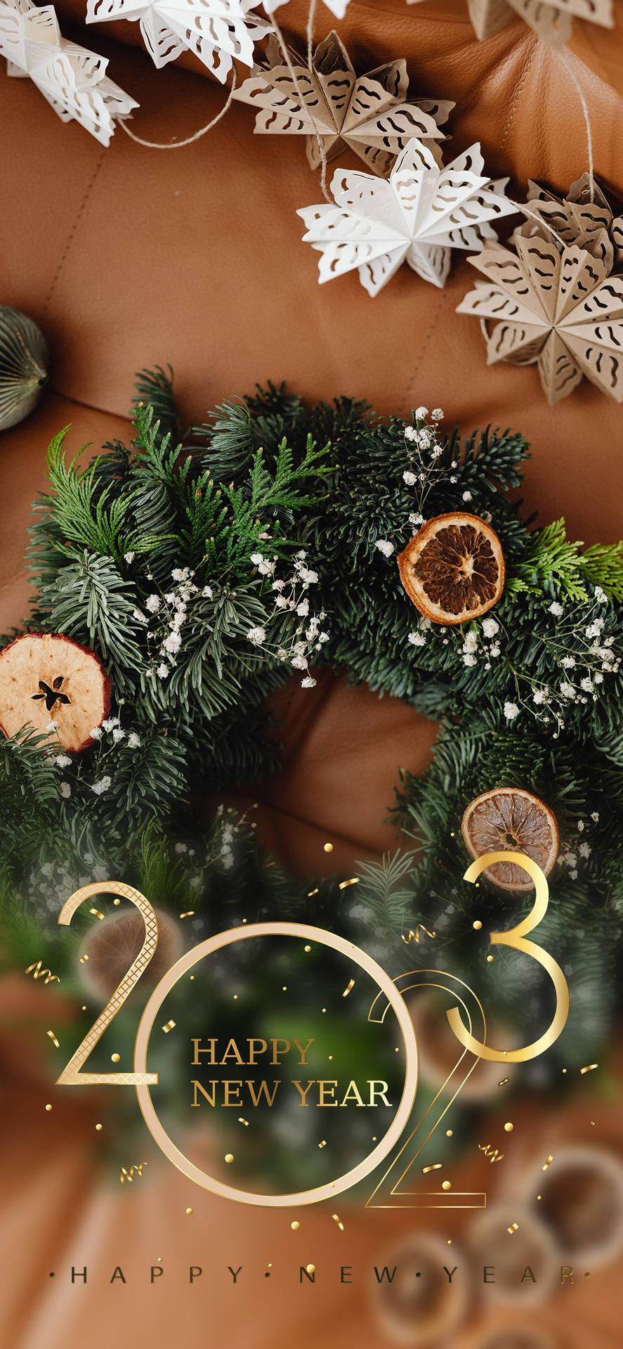Happy New Year Holiday Wreath Wallpaper