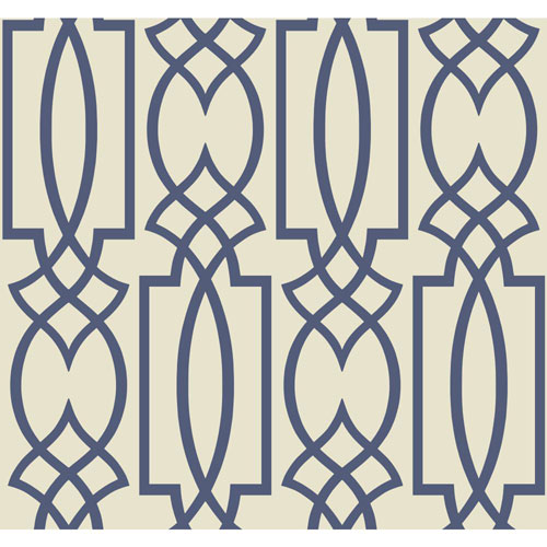 Ronald Redding Sculptured Surfaces Cream And Blue Tracery Wallpaper