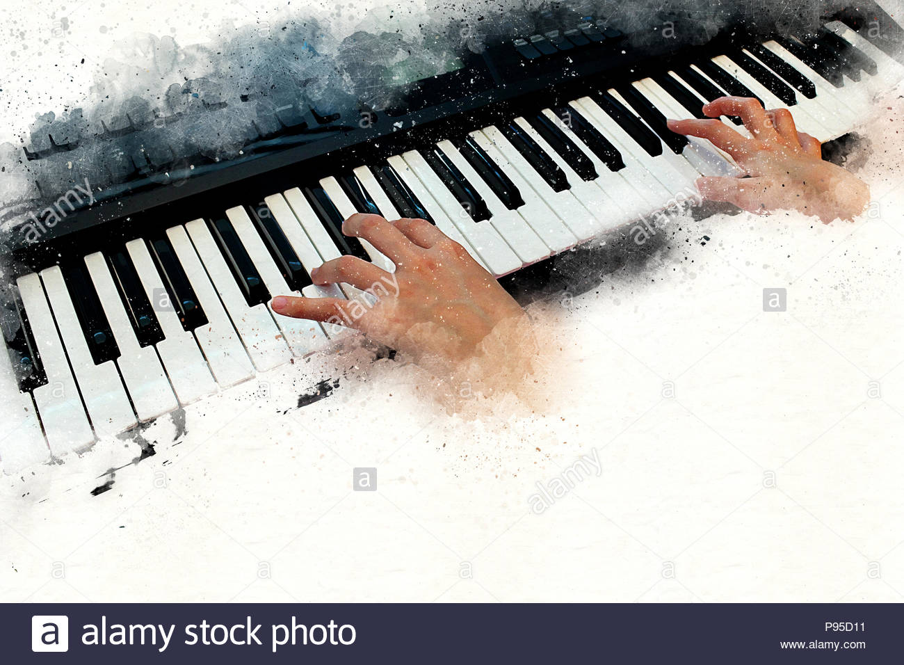 Abstract Beautiful Hand Playing Keyboard Of The Piano Foreground